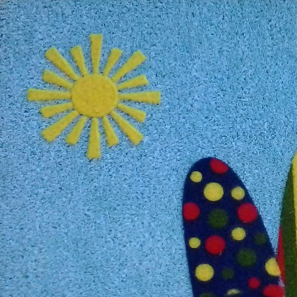 18" X 30" Blue and Green Coir Tropical Outdoor Door Mat