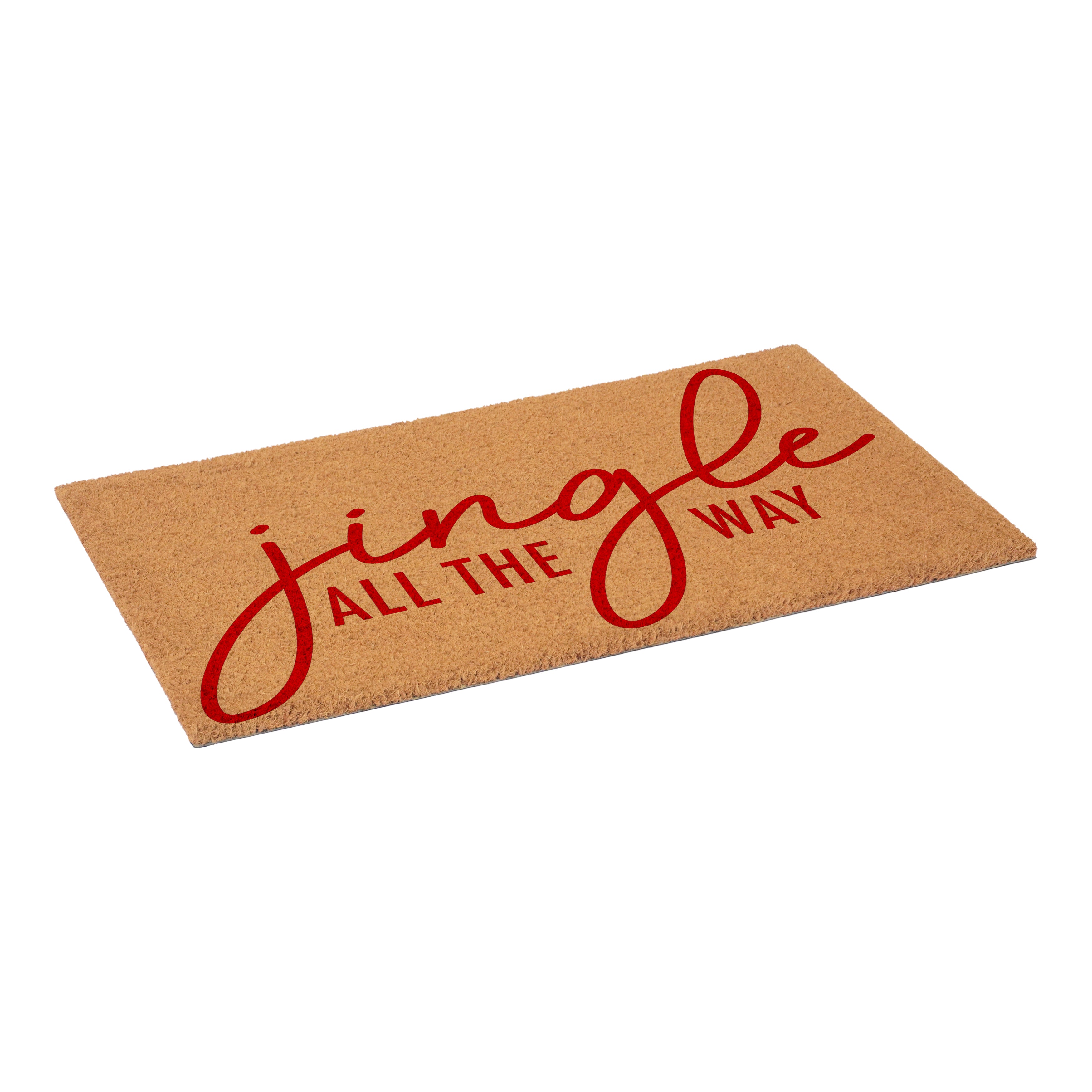 17" X 29" Brown And Red Christmas Outdoor Coir Door Mat
