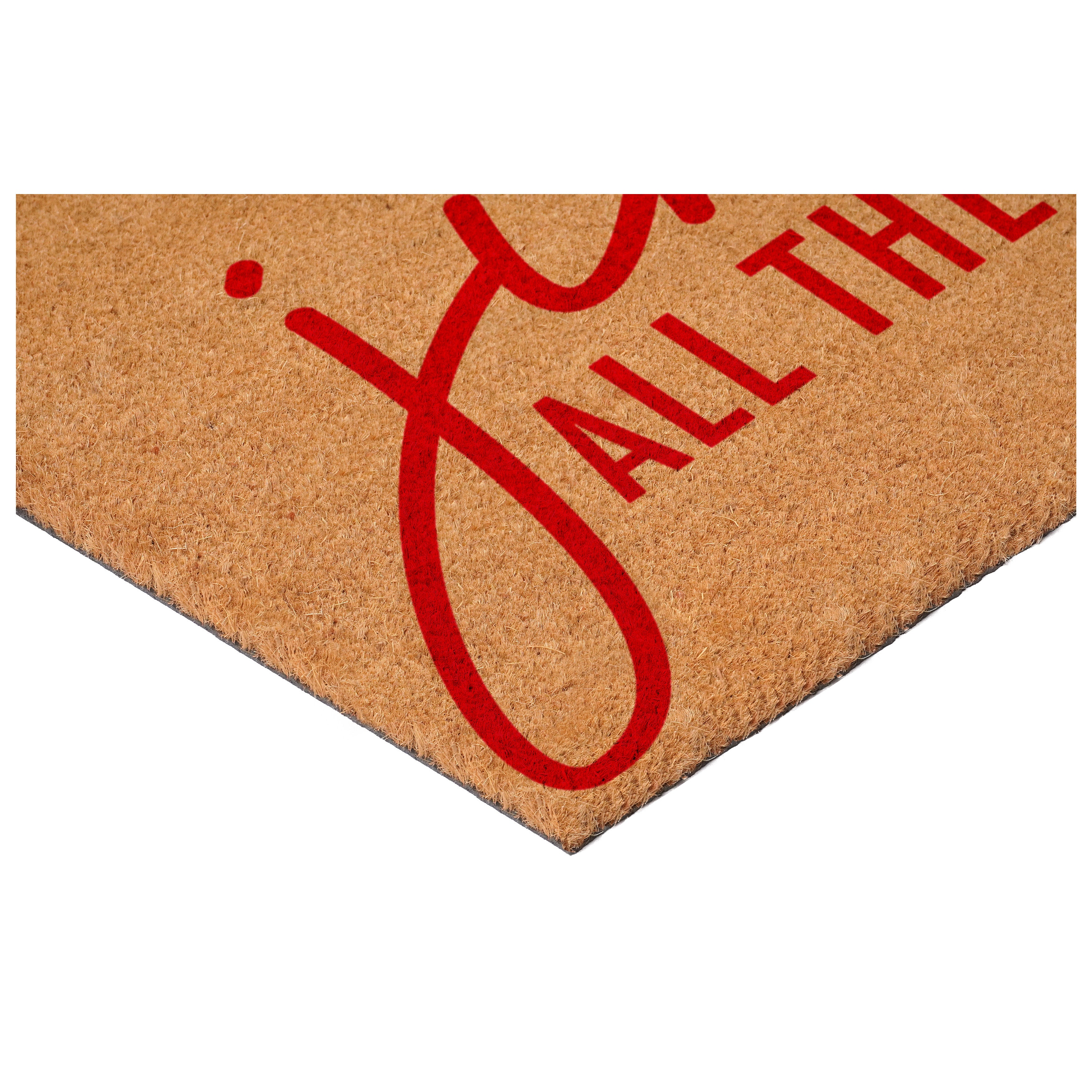 17" X 29" Brown And Red Christmas Outdoor Coir Door Mat