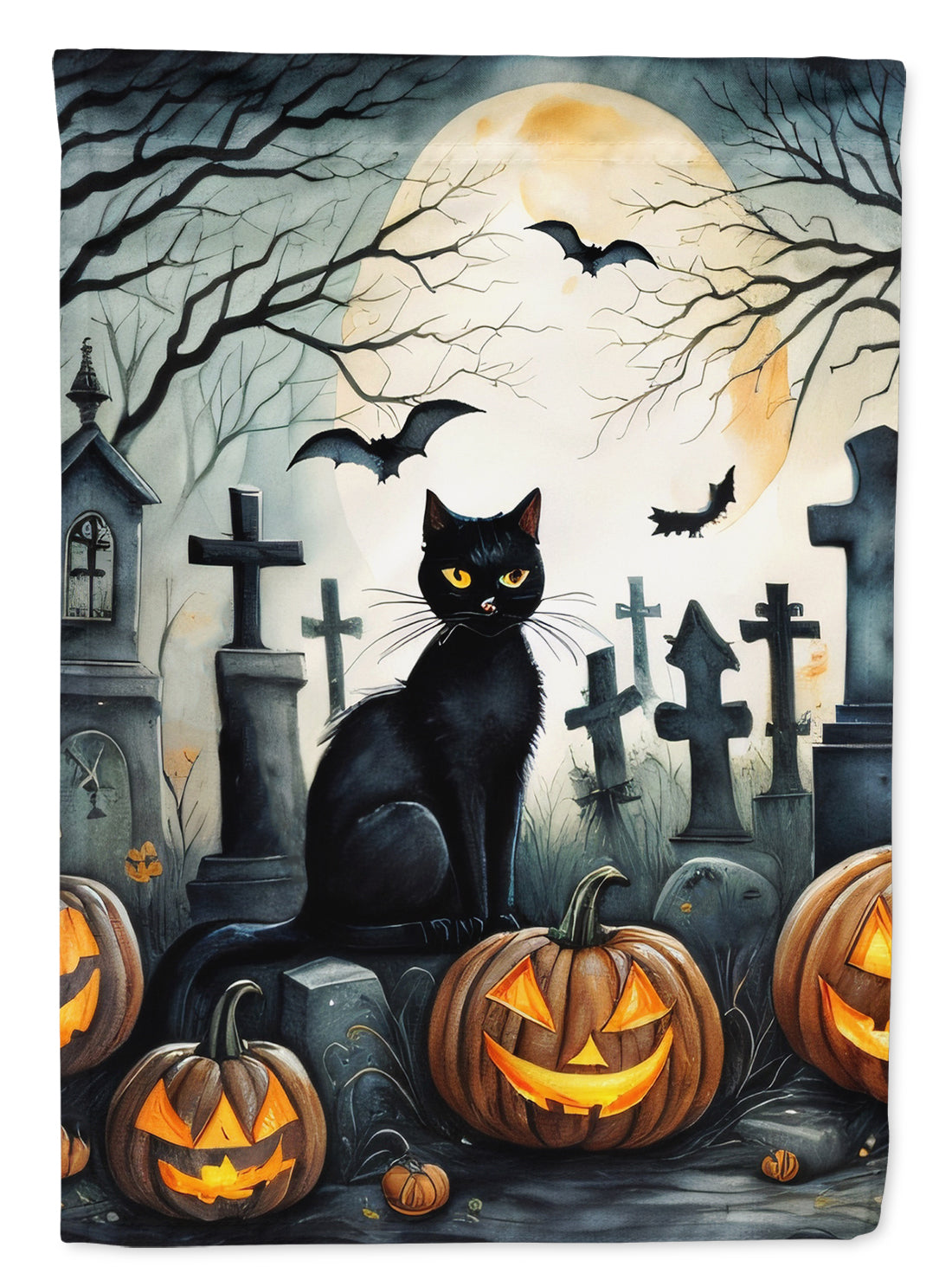 Black Cat Spooky Halloween Garden Flag