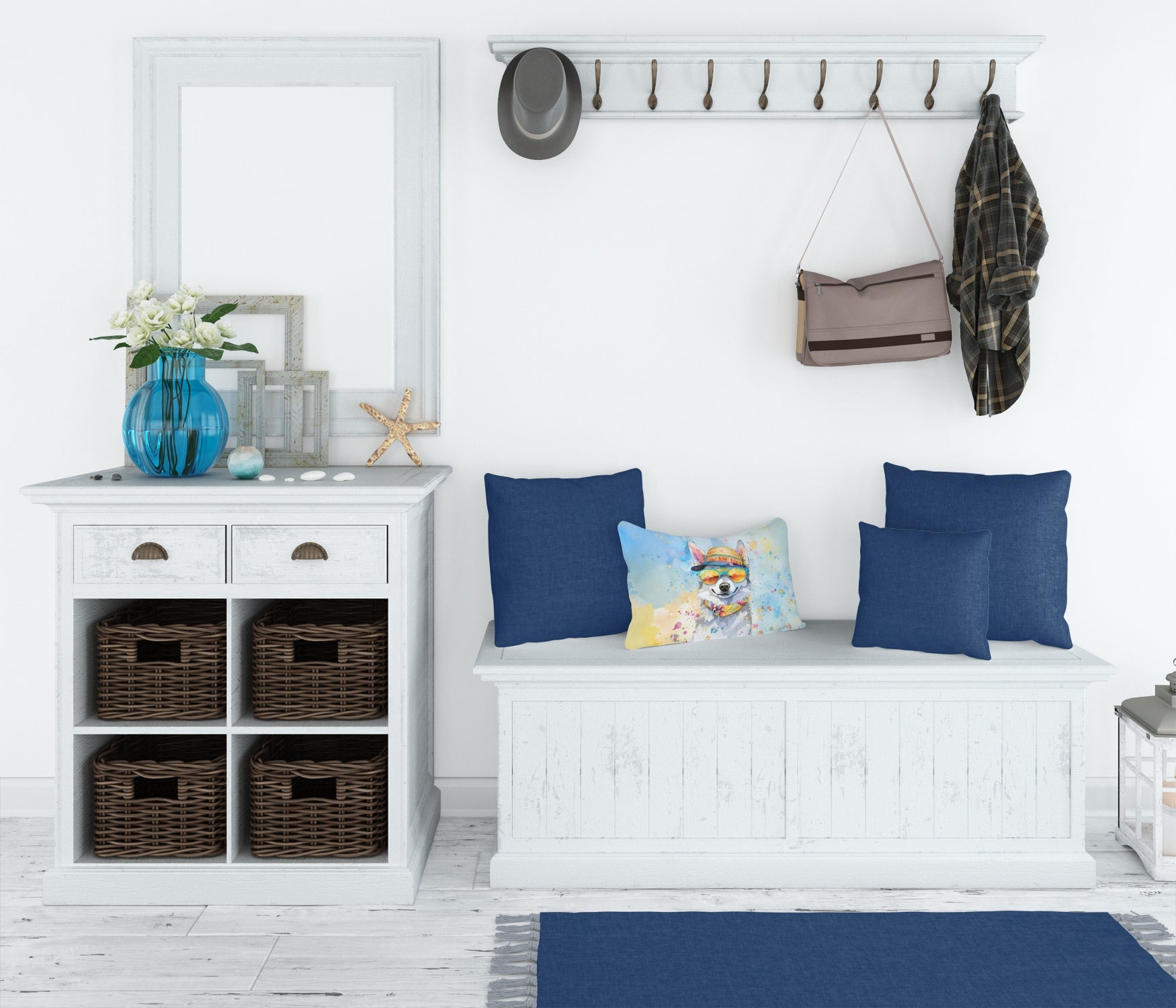 Alaskan Klee Kai Hippie Dawg Throw Pillow