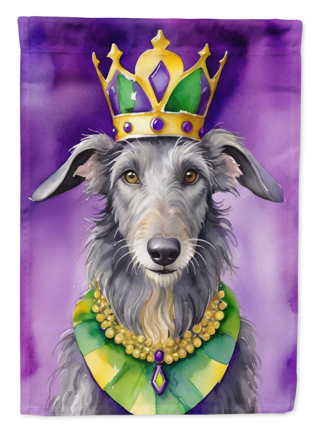 Scottish Deerhound King of Mardi Gras House Flag