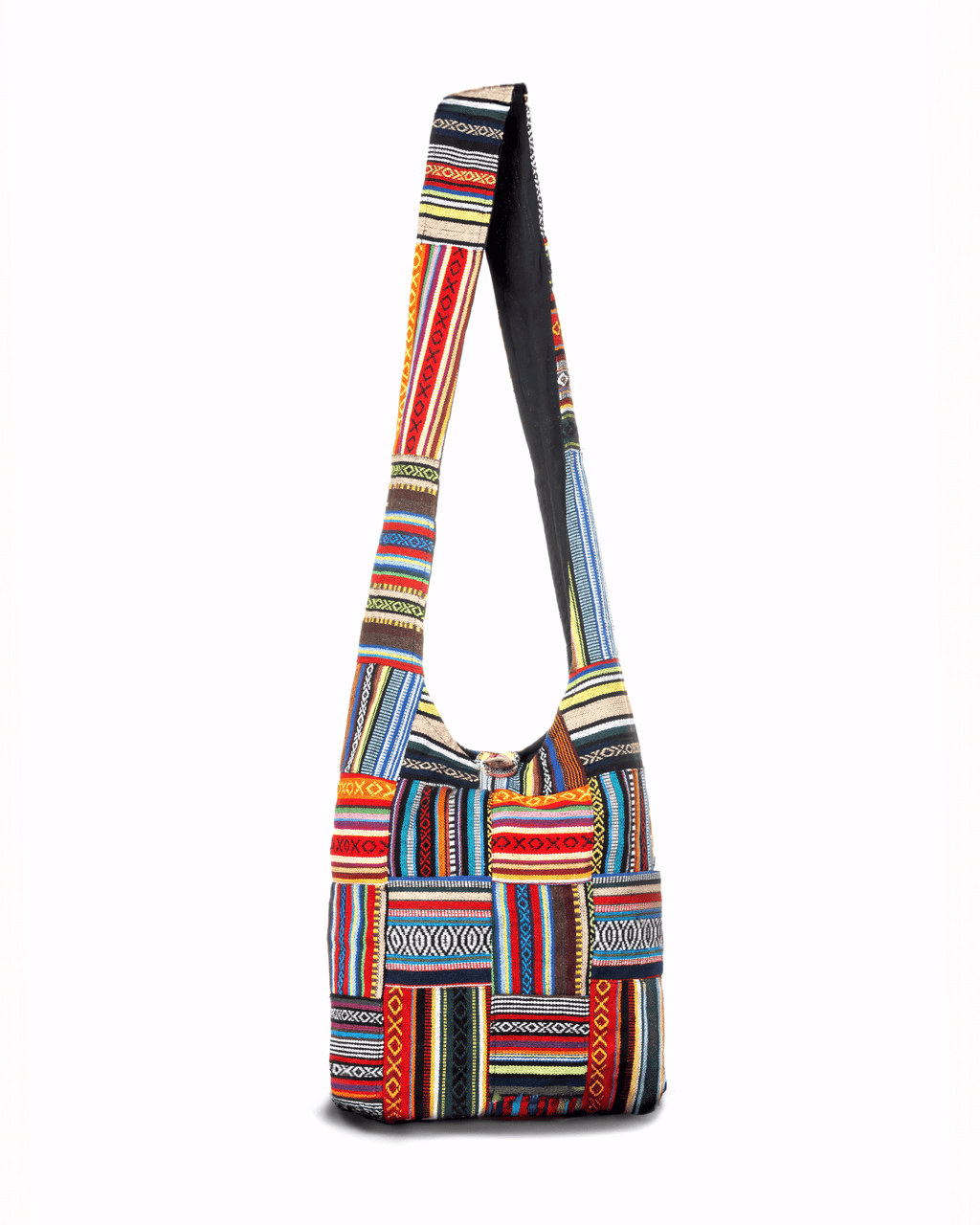 Kathmandu Collection Patchwork Striped Hobo Bag
